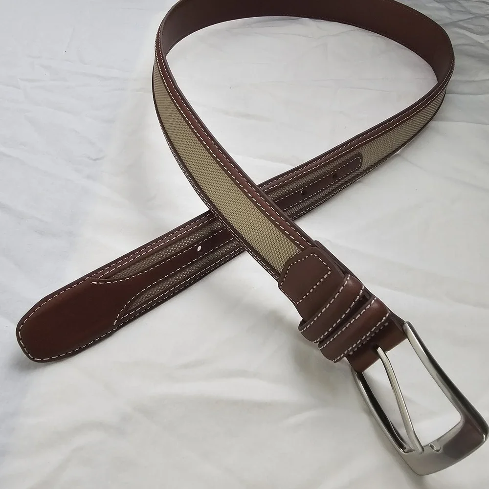 Jos A Bank Belt Mens Brown Beige Casual Work Wear Size 34 Khaki Style 6375